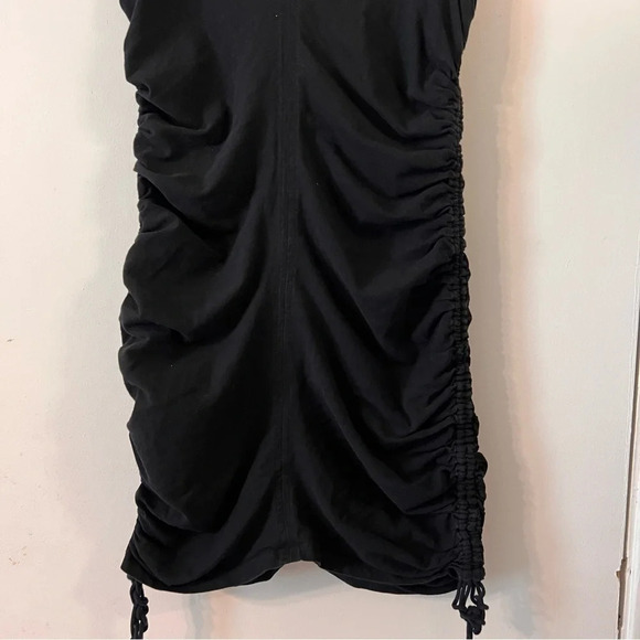 T by Alexander Wang Mock Neck Dress Mini Scrunched Black Cotton Medium Stretchy - Picture 6 of 13